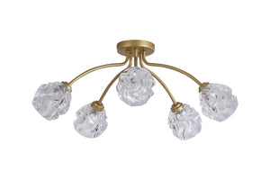 Searchlight Electric Astral 5Lt Flush, Gold Metal With Glass Shades 11525-5GO
