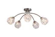 Astral 5Lt Flush, Satin Nickel Metal With Glass Shades