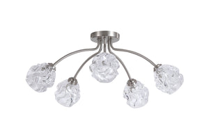 Searchlight Electric Astral 5Lt Flush, Satin Nickel Metal With Glass Shades 11525-5SN