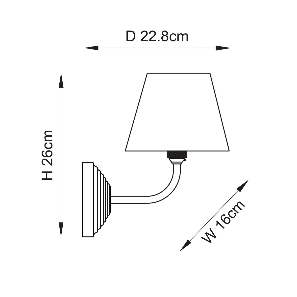 Endon Lighting Obelisk Arc & Ripple 16cm 115677 Obelisk Arc & Ripple 16cm Wall Light