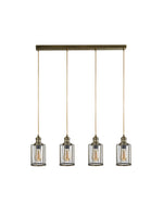 Searchlight Electric Pipes  4Lt Bar Pendant - Antique Brass Metal & Seeded Glass 1164-4AB