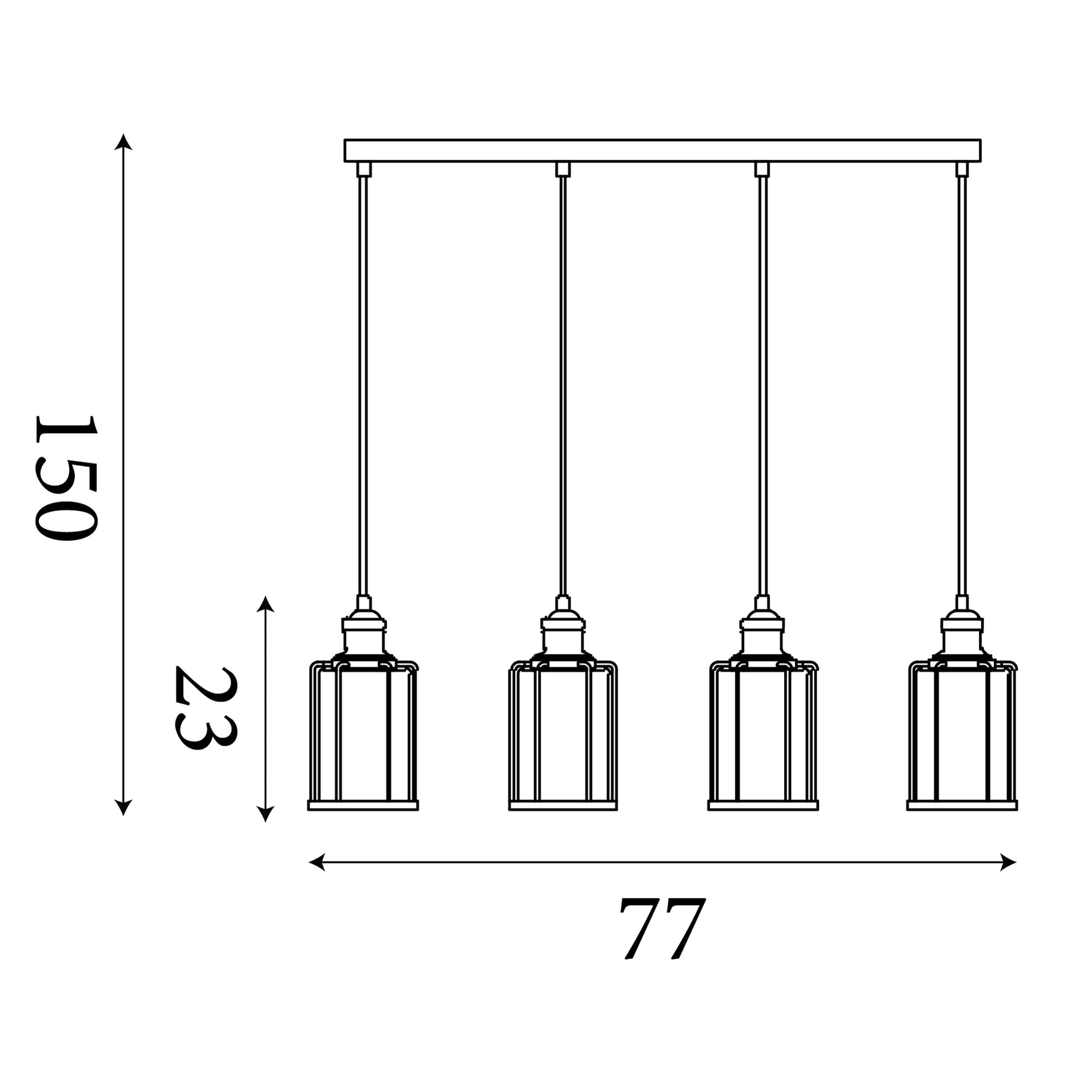 Searchlight Electric Pipes  4Lt Bar Pendant - Antique Brass Metal & Seeded Glass 1164-4AB