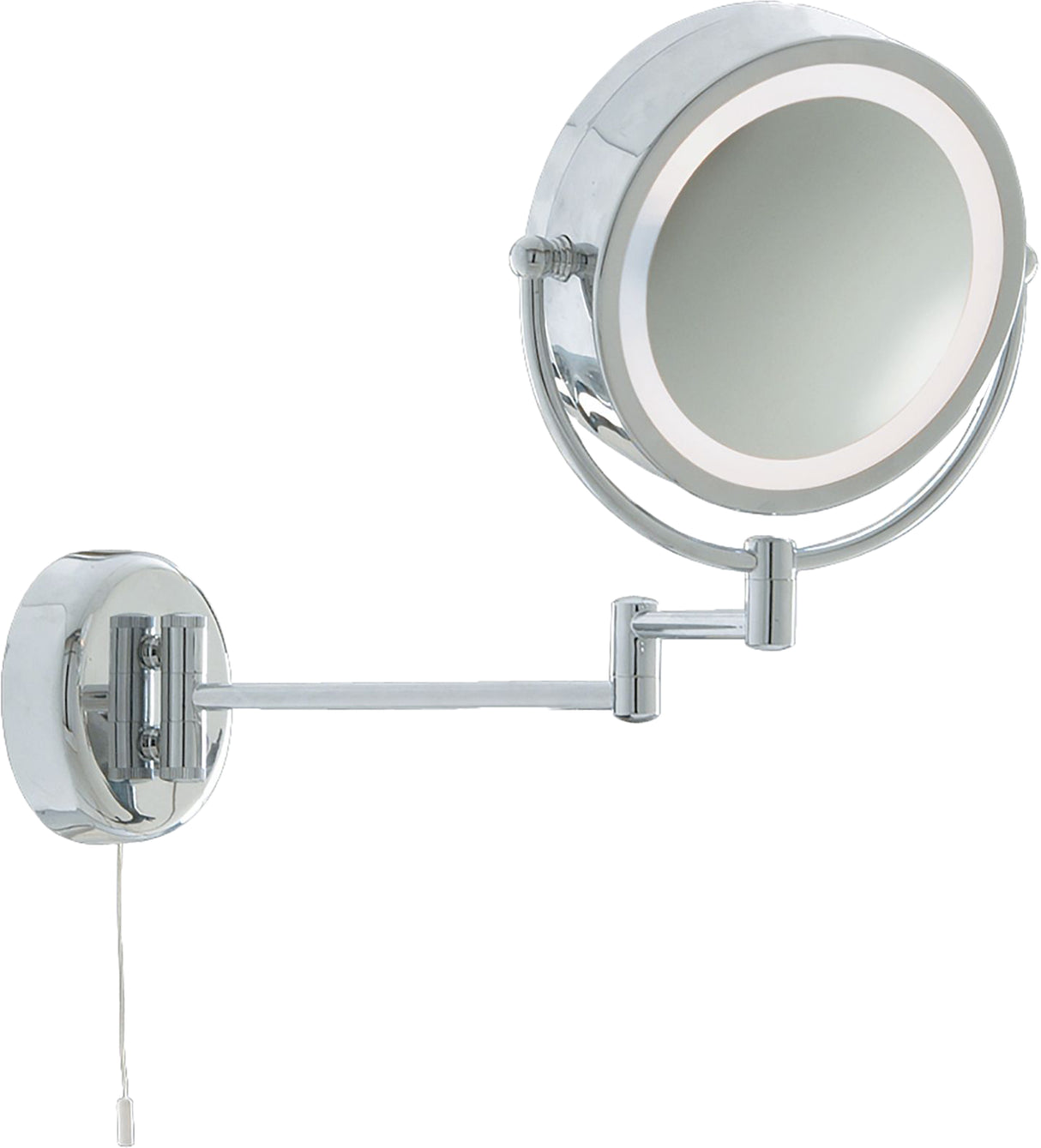 Illuminating Bathroom Mirror With Swing Arm  -  Chrome, IP44
