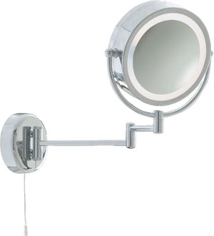 Illuminating Bathroom Mirror With Swing Arm  -  Chrome, IP44