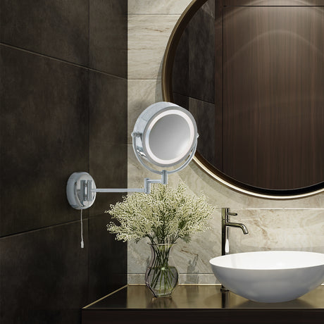 Searchlight Electric Illuminating Bathroom Mirror With Swing Arm  -  Chrome, IP44 11824