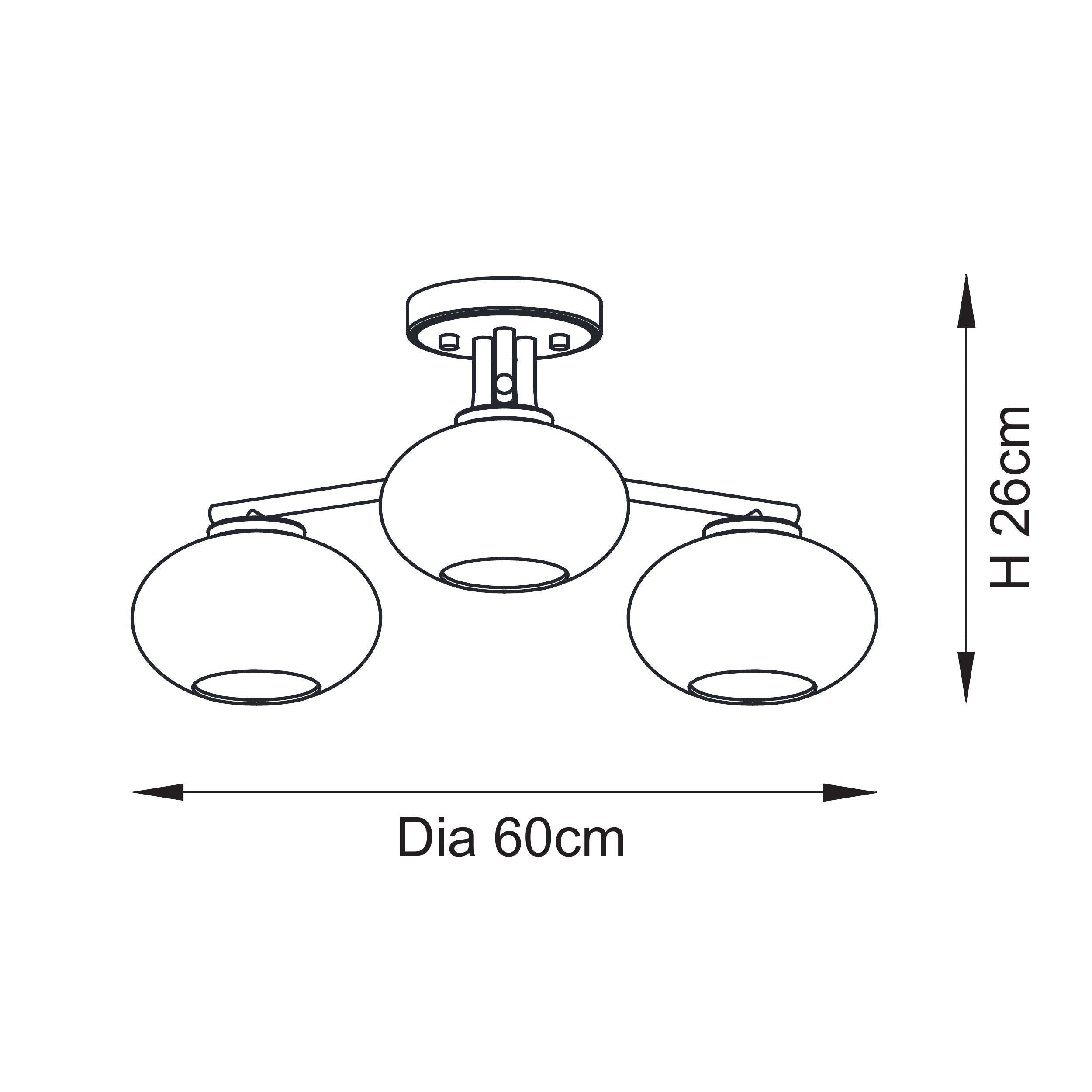 Endon Lighting Jacob 118507 Jacob 3lt Semi Flush Light Fitting