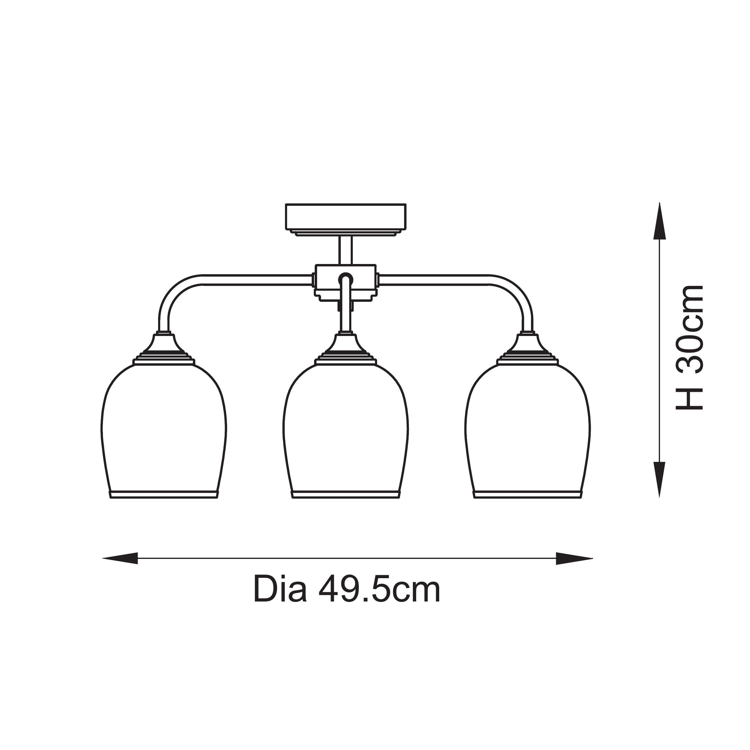 Endon Lighting Ashcroft 120616 Ashcroft 3lt Semi Flush Light Fitting