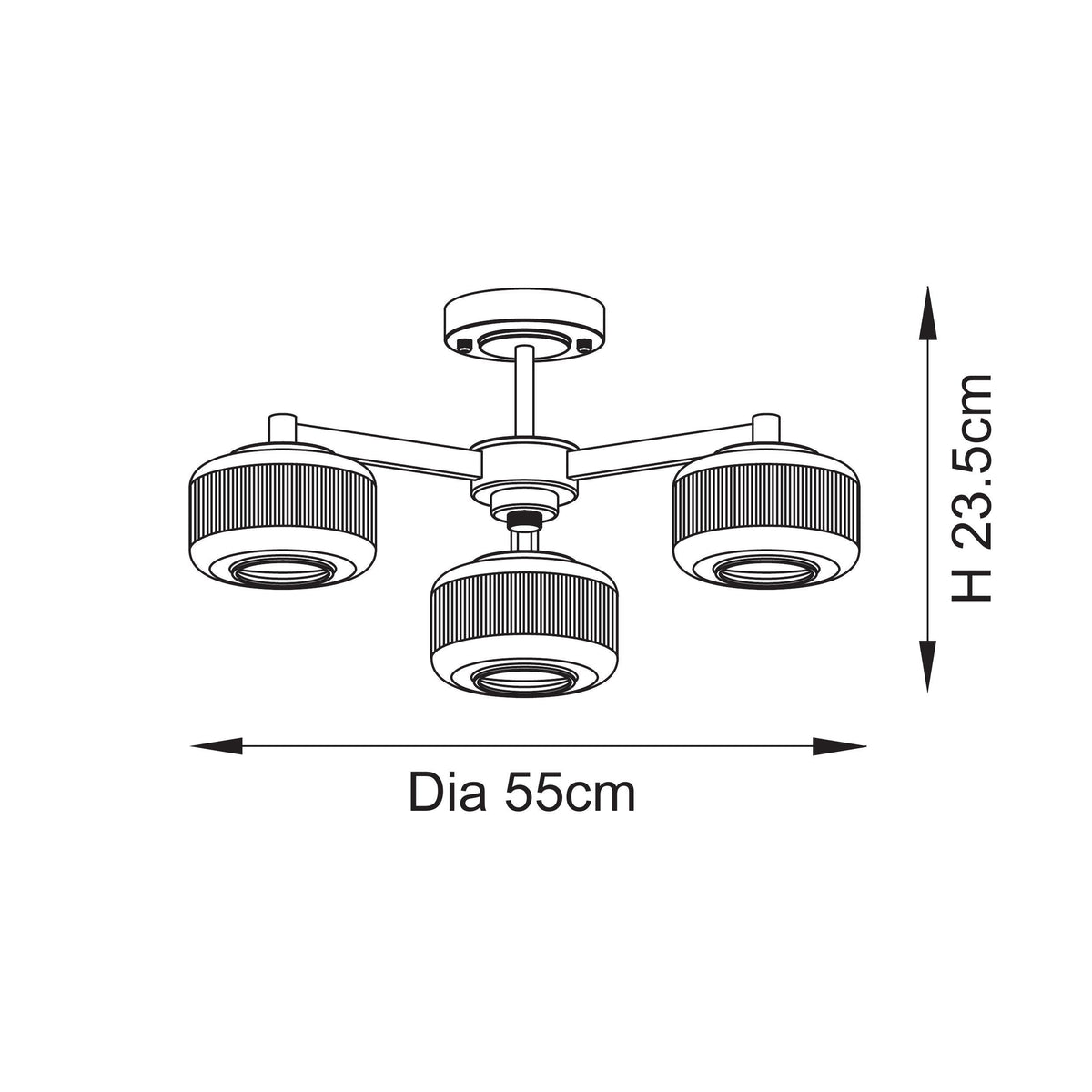 Endon Lighting Stamford 120634 Stamford 3lt Semi Flush Light Fitting