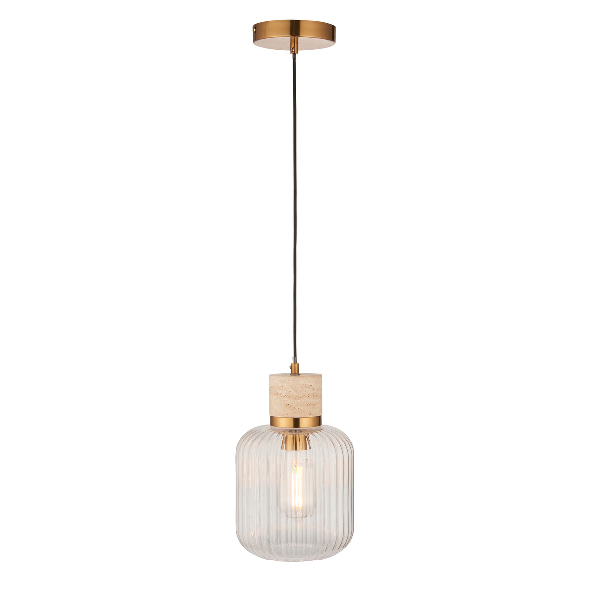 Endon Lighting Travi Ribbed 120664 Travi Ribbed Pendant Light Fitting