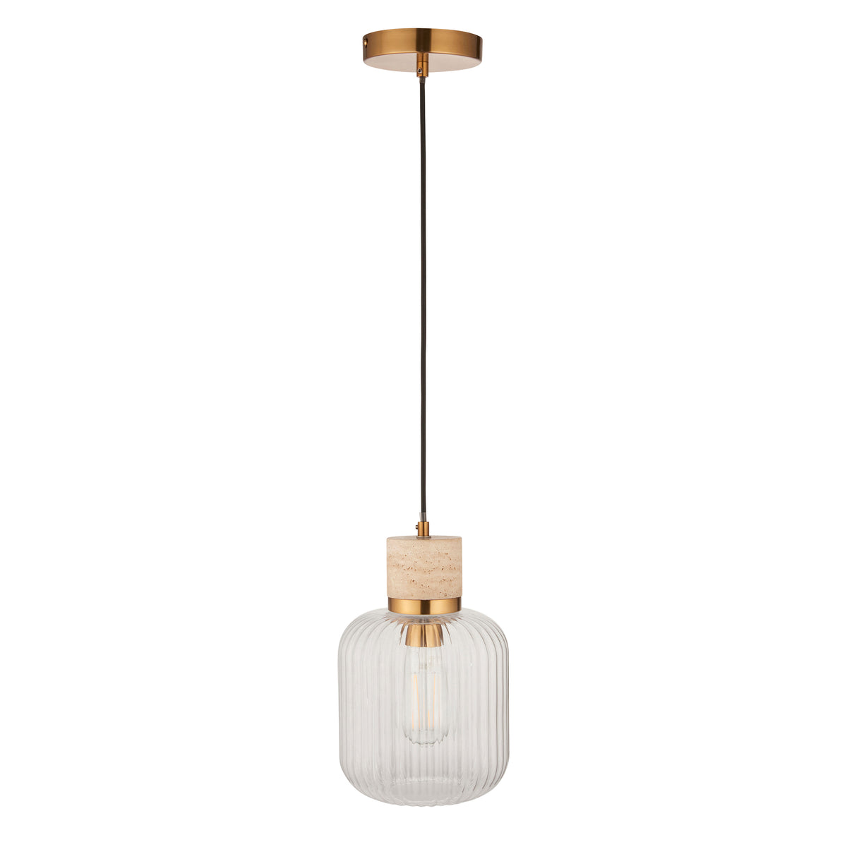 Endon Lighting Travi Ribbed 120664 Travi Ribbed Pendant Light Fitting
