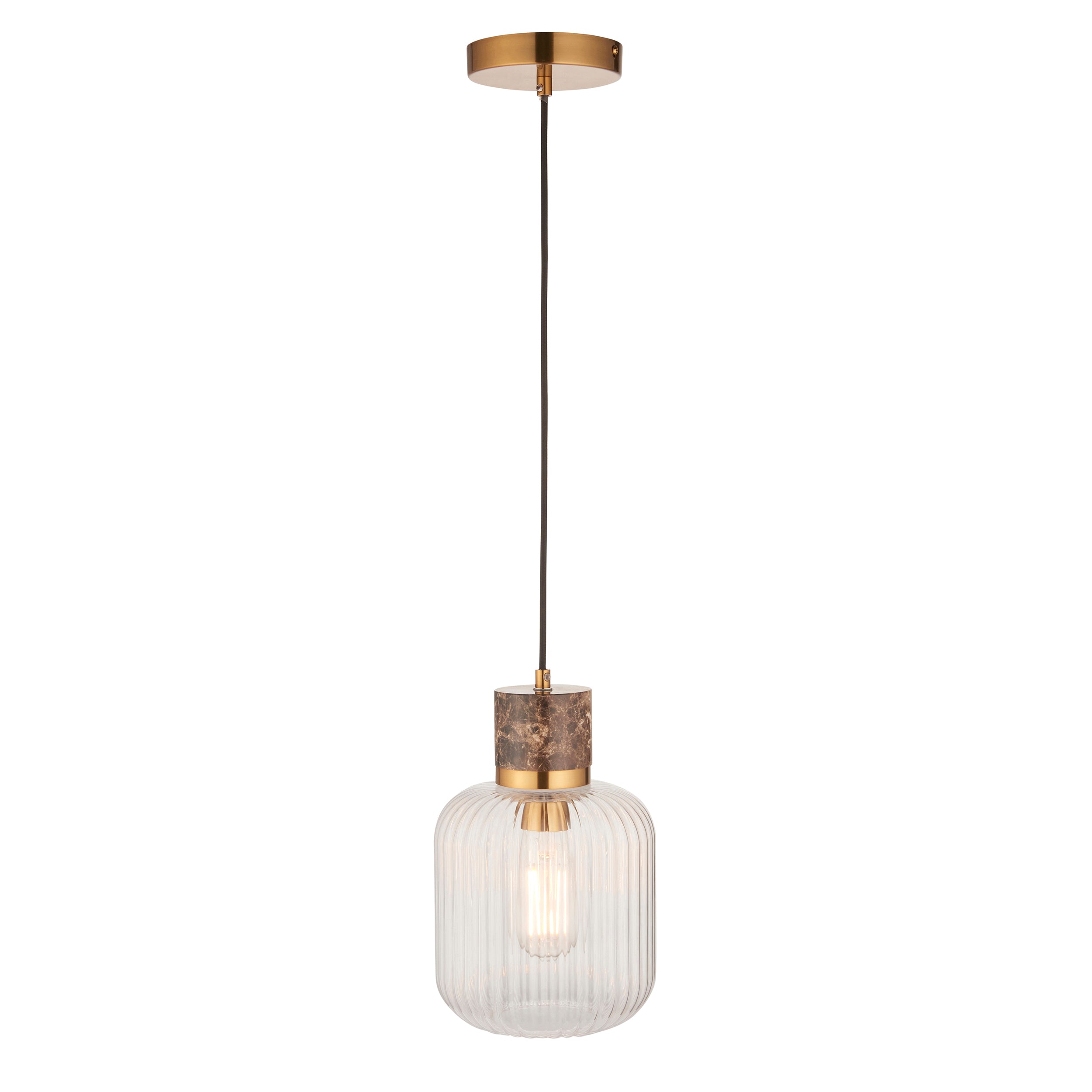 Endon Lighting Travi Ribbed 120665 Travi Ribbed Pendant Light Fitting
