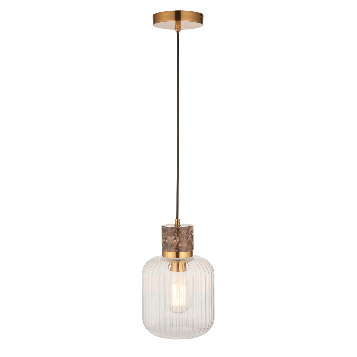 Endon Lighting Travi Ribbed 120665 Travi Ribbed Pendant Light Fitting