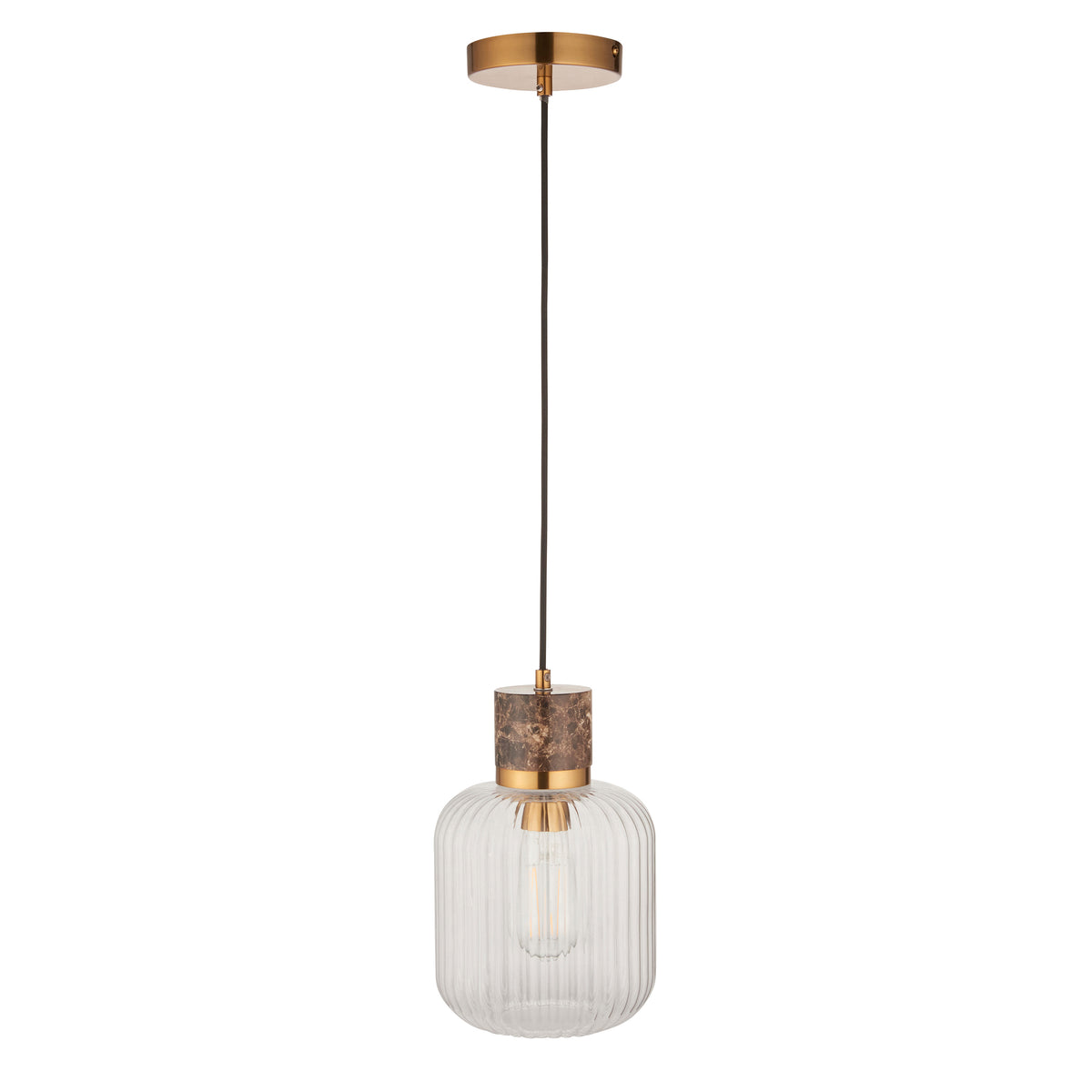 Endon Lighting Travi Ribbed 120665 Travi Ribbed Pendant Light Fitting