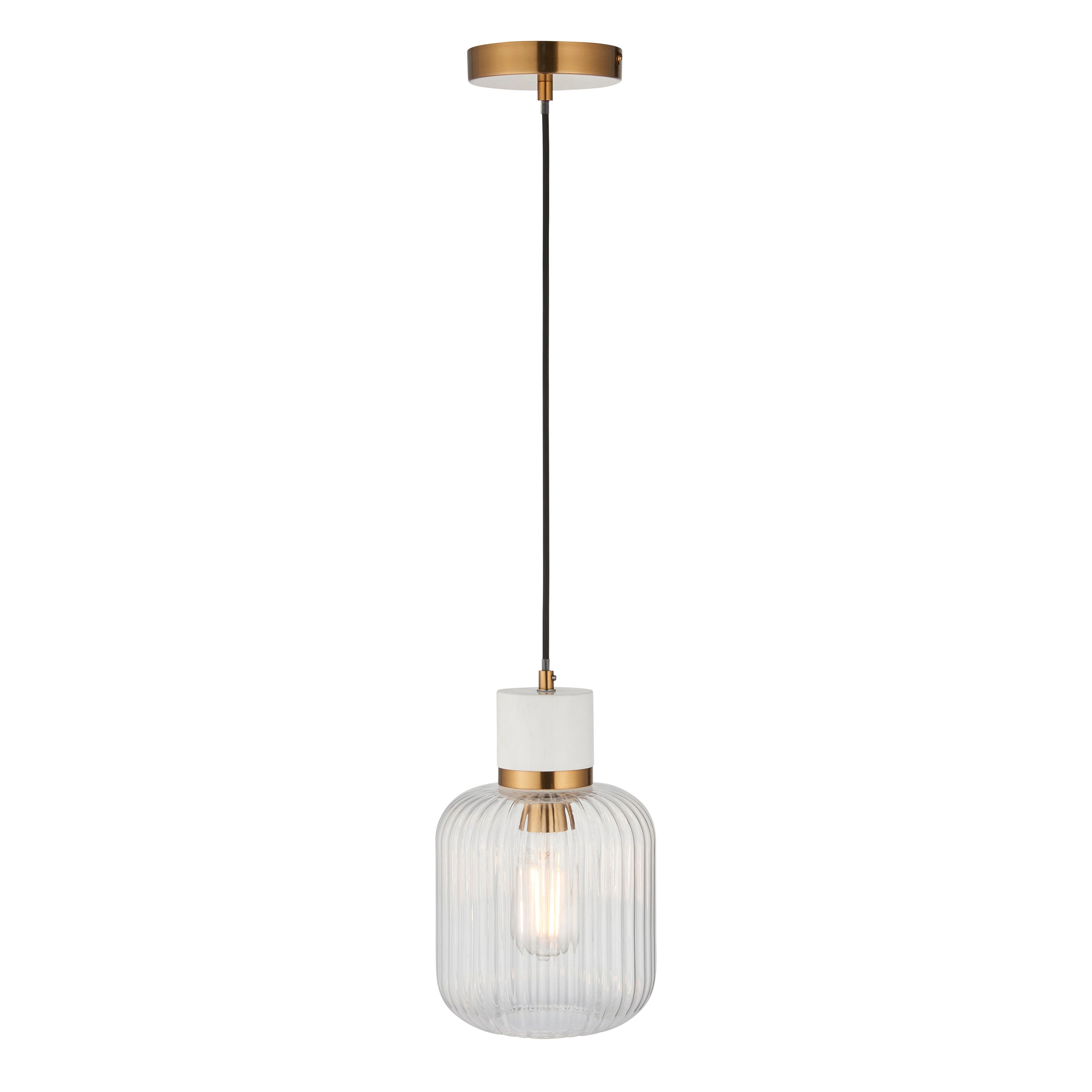 Endon Lighting Travi Ribbed 120667 Travi Ribbed Pendant Light Fitting