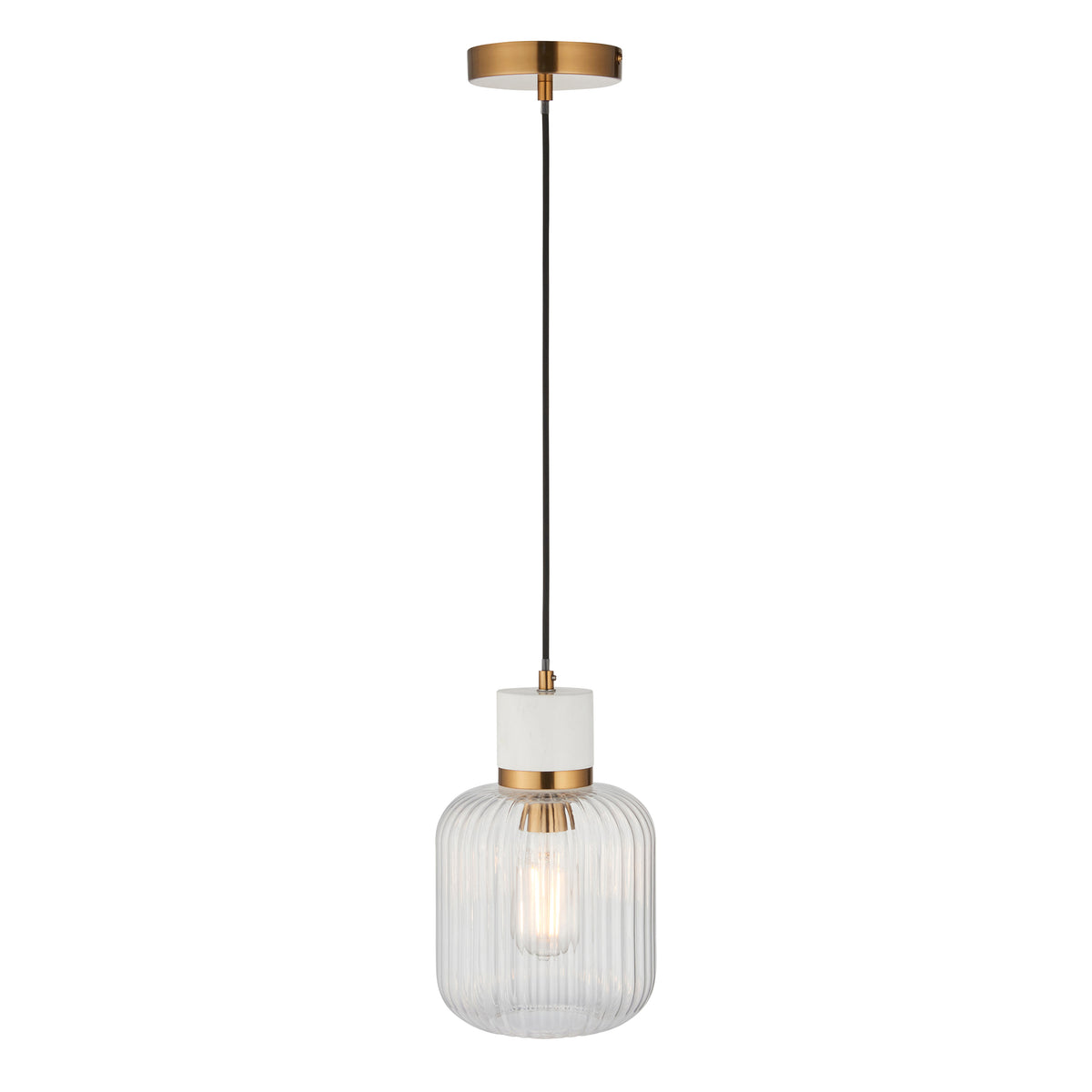 Endon Lighting Travi Ribbed 120667 Travi Ribbed Pendant Light Fitting