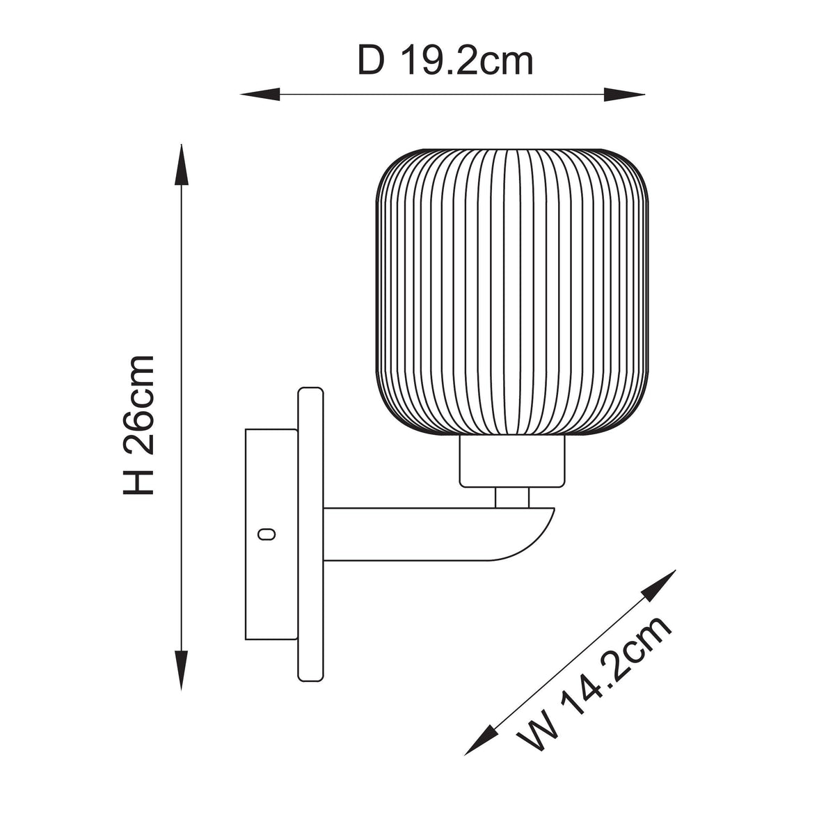 Endon Lighting Travi Ribbed 120668 Travi Ribbed Wall Light
