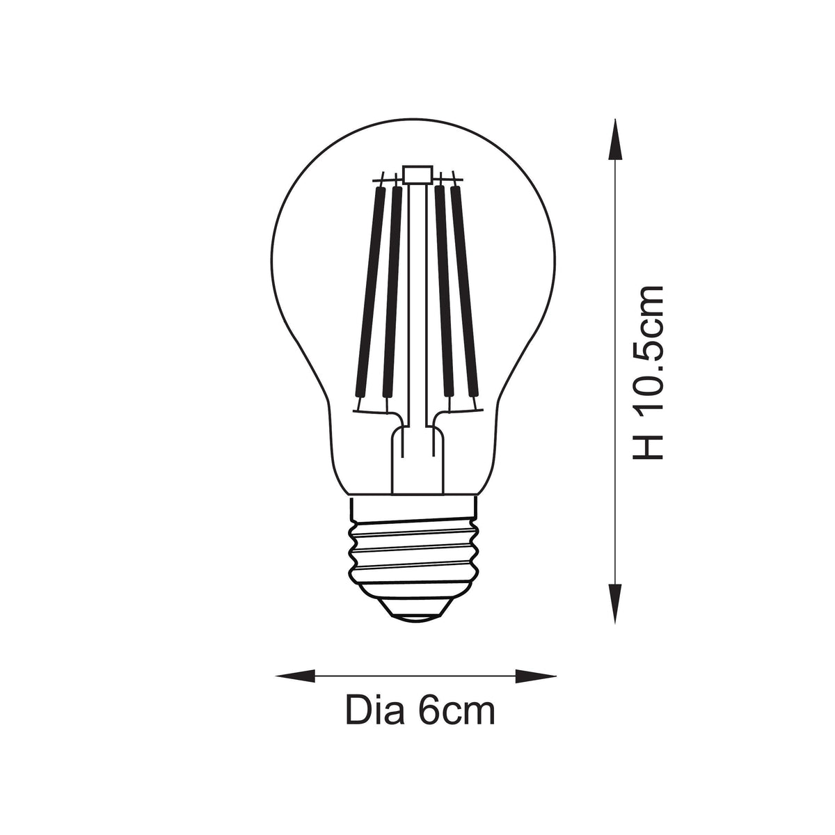 Endon Lighting White Filament E27 LED GLS 121162 White Filament E27 LED GLS Non-dimmable