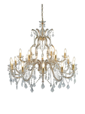 Marie Therese 18Lt Chandelier-Polished Brass & Clear Crystal