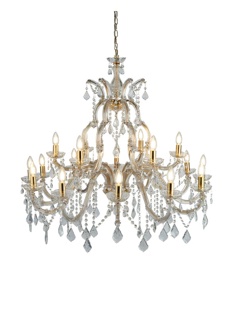 Marie Therese 18Lt Chandelier-Polished Brass & Clear Crystal
