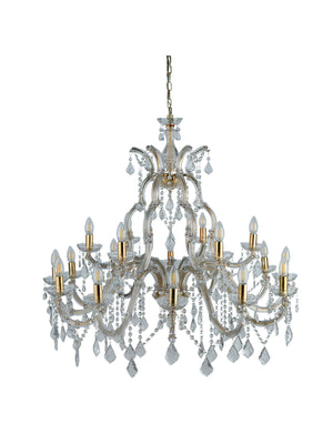 Searchlight Electric Marie Therese 18Lt Chandelier-Polished Brass & Clear Crystal 1214-18