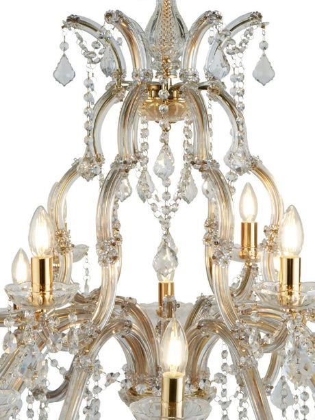 Searchlight Electric Marie Therese 18Lt Chandelier-Polished Brass & Clear Crystal 1214-18