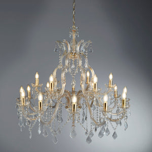Searchlight Electric Marie Therese 18Lt Chandelier-Polished Brass & Clear Crystal 1214-18