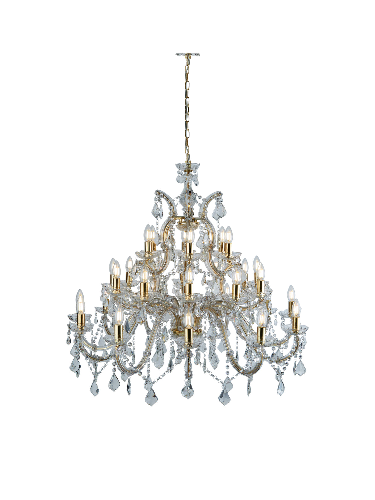 Marie Therese 30Lt Chandelier-Polished Brass & Clear Crystal