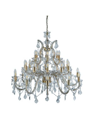 Searchlight Electric Marie Therese 30Lt Chandelier-Polished Brass & Clear Crystal 1214-30