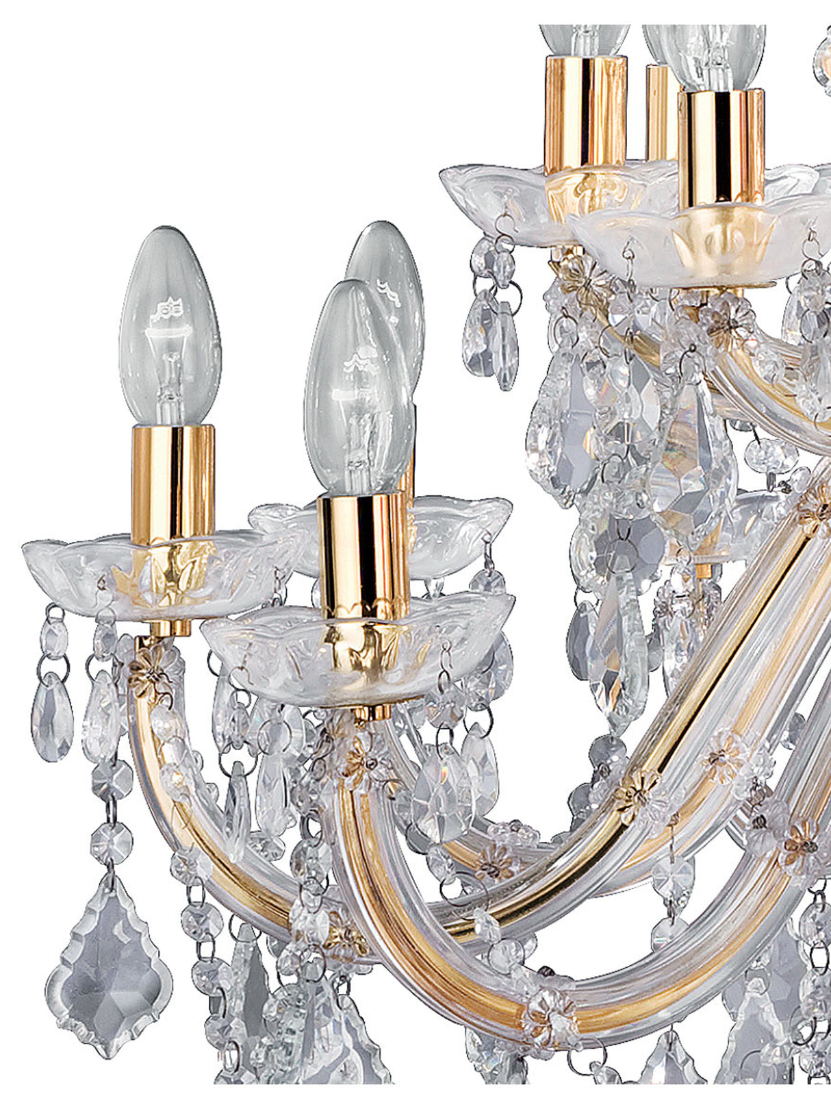 Searchlight Electric Marie Therese 30Lt Chandelier-Polished Brass & Clear Crystal 1214-30