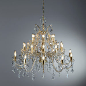 Searchlight Electric Marie Therese 30Lt Chandelier-Polished Brass & Clear Crystal 1214-30
