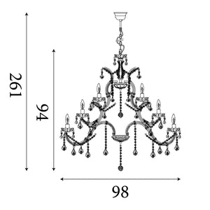Searchlight Electric Marie Therese 30Lt Chandelier-Polished Brass & Clear Crystal 1214-30