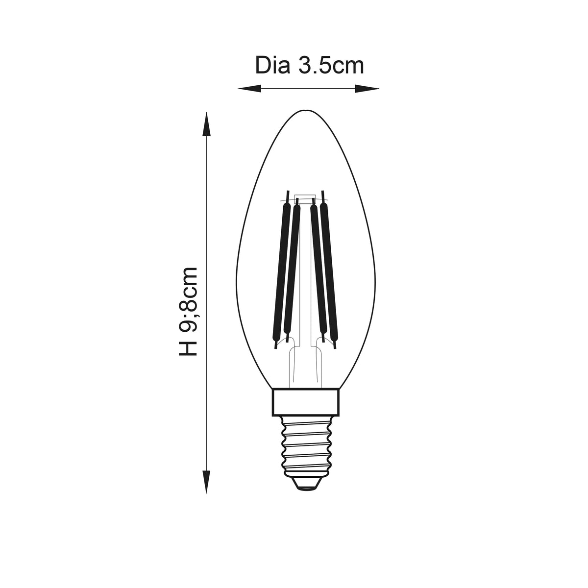 Endon Lighting E14 LED Filament Candle - 3 pack 121471 E14 LED Filament Candle - 3 pack