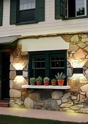 Searchlight Electric Shadows LED Outdoor Wall Light, Black Aluminum 1224-4BK