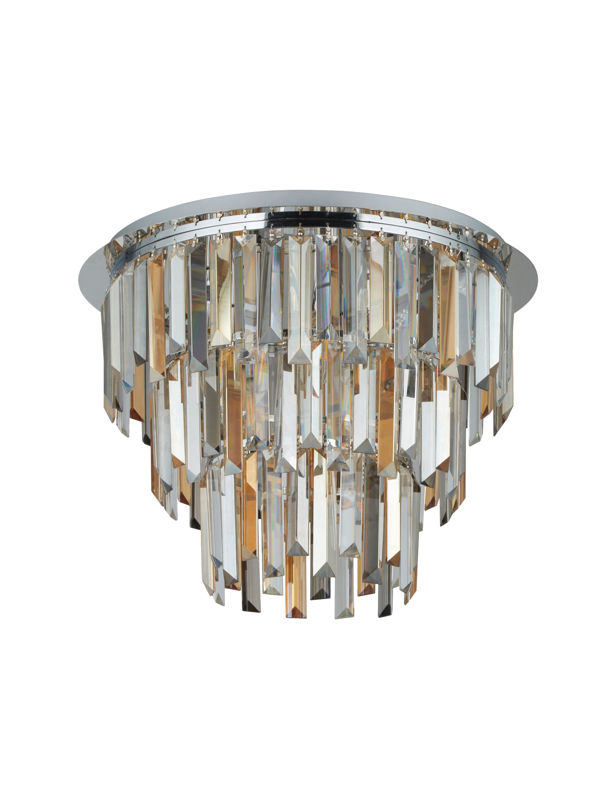 Searchlight Electric Clarissa 5Lt Flush - Chrome & Clear, Smoked & Amber Glass 1225-5CC