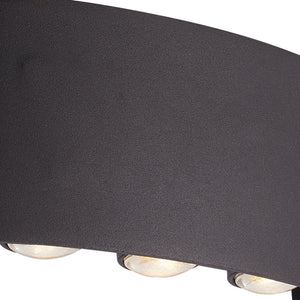 Searchlight Electric Shadows LED Outdoor Wall Light, Black Aluminum 1226-6BK