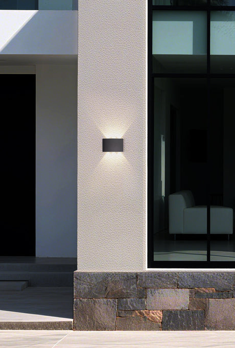 Searchlight Electric Shadows LED Outdoor Wall Light, Black Aluminum 1226-6BK