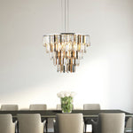 Searchlight Electric Clarissa 9Lt Pendant - Chrome & Clear, Smoked & Amber Glass 1229-9CC