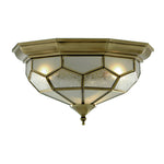 Pisa II 2Lt Flush - Antique Brass Metal & Acid Glass
