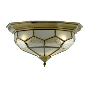 Pisa II 2Lt Flush - Antique Brass Metal & Acid Glass