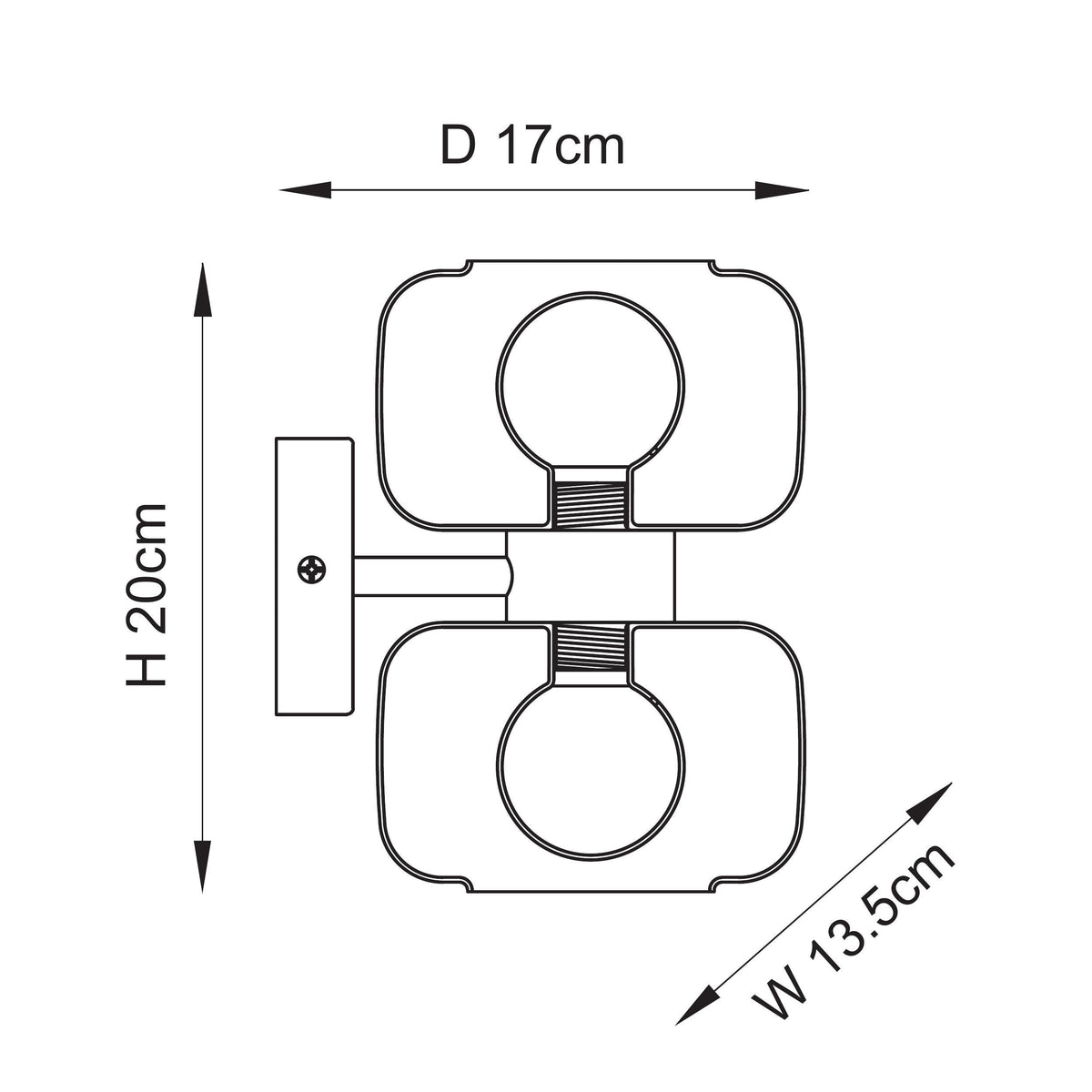 Endon Lighting Rossano 124803 Rossano 2lt Wall Light