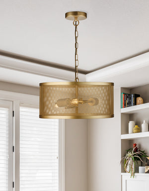 Searchlight Electric Fishnet  3Lt Pendant - Matt Gold Metal & Mesh Shade 12483-3GO