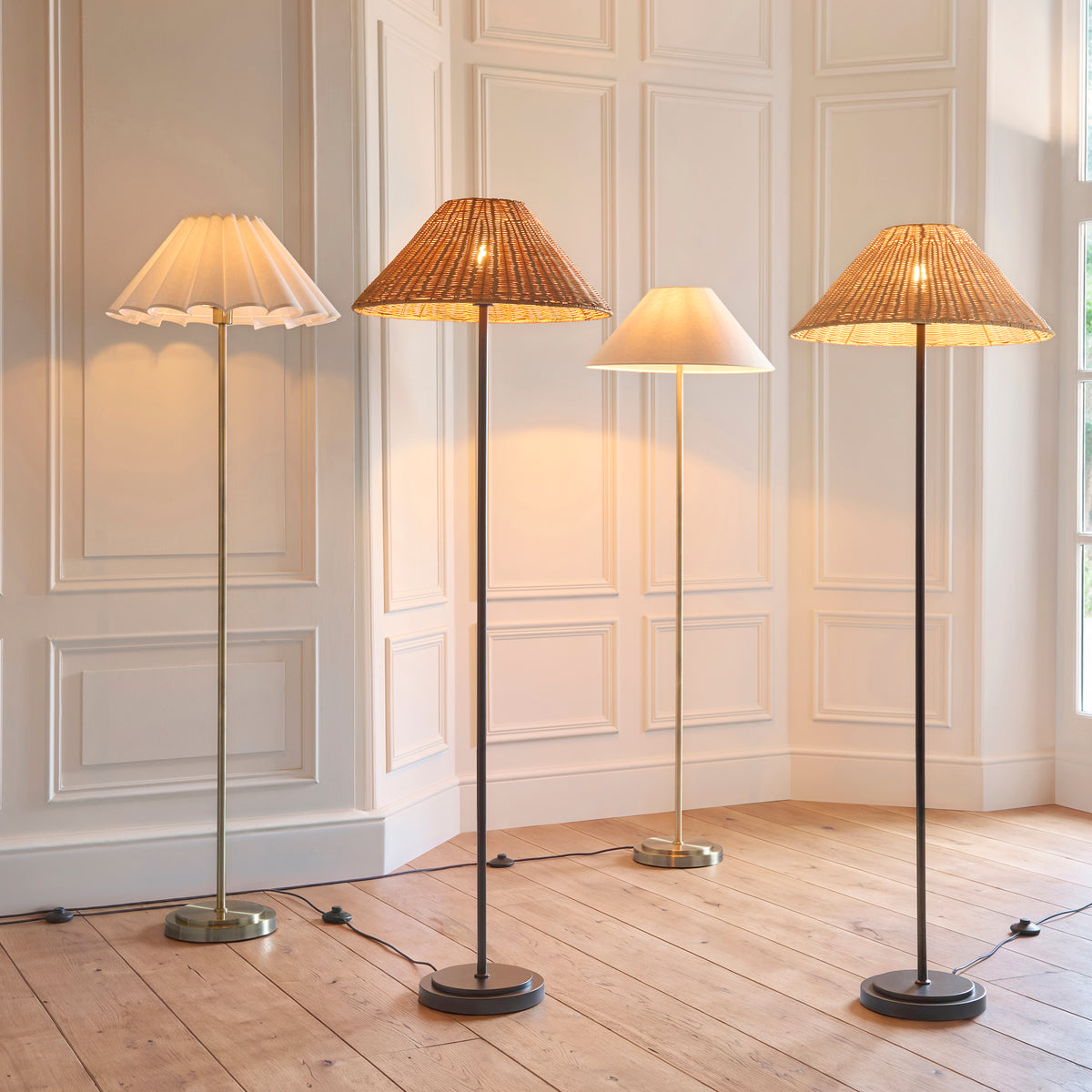 Endon Lighting Arlo & Rattan 52cm 125417 Arlo & Rattan 52cm Floor Light Fitting