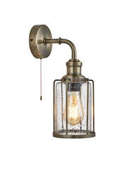 Pipes  Wall Light  - Antique Brass Metal & Seeded Glass