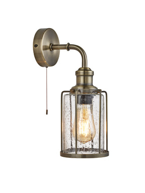 Pipes  Wall Light  - Antique Brass Metal & Seeded Glass