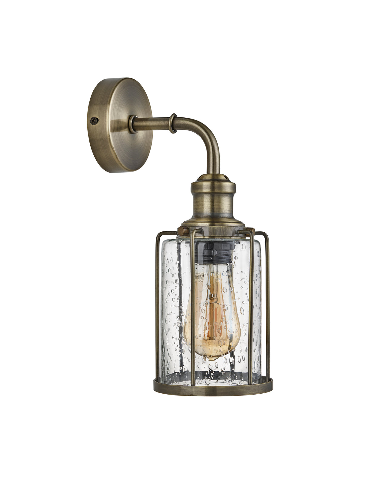 Searchlight Electric Pipes  Wall Light  - Antique Brass Metal & Seeded Glass 1261AB