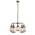 Pipes  5Lt Pendant - Antique Brass Metal & Seeded Glass