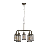Searchlight Electric Pipes  5Lt Pendant - Antique Brass Metal & Seeded Glass 1265-5AB