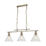 Pyramid 3Lt Pendant - Antique Brass & Glass Shades