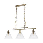 Searchlight Electric Pyramid 3Lt Pendant - Antique Brass & Glass Shades 1277-3AB