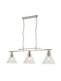 Pyramid 3Lt Bar Pendant - Satin Silver Metal & Glass